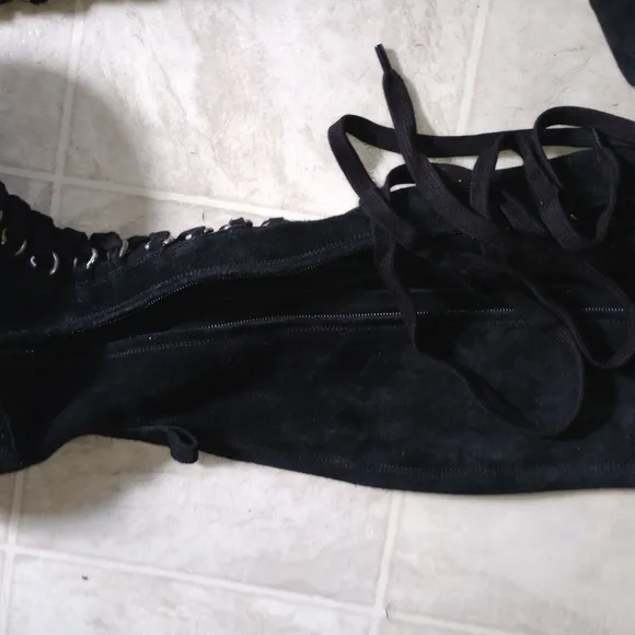 Free People knee high boho military combat boots 7 ZIP up