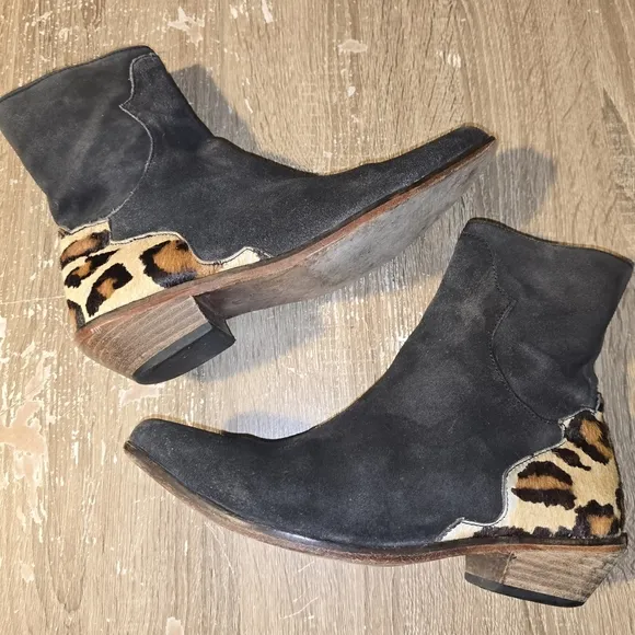 Free People Last Outlaw Ankle Boots Suede  Leather Calf Hair EU 39 US 8.5 or 9