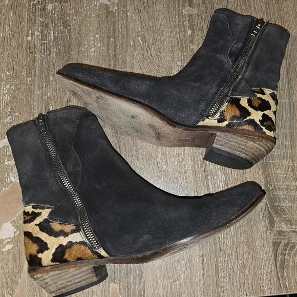 Free People Last Outlaw Ankle Boots Suede  Leather Calf Hair EU 39 US 8.5 or 9