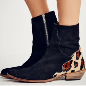 Free People Last Outlaw Ankle Boots Suede  Leather Calf Hair EU 39 US 8.5 or 9