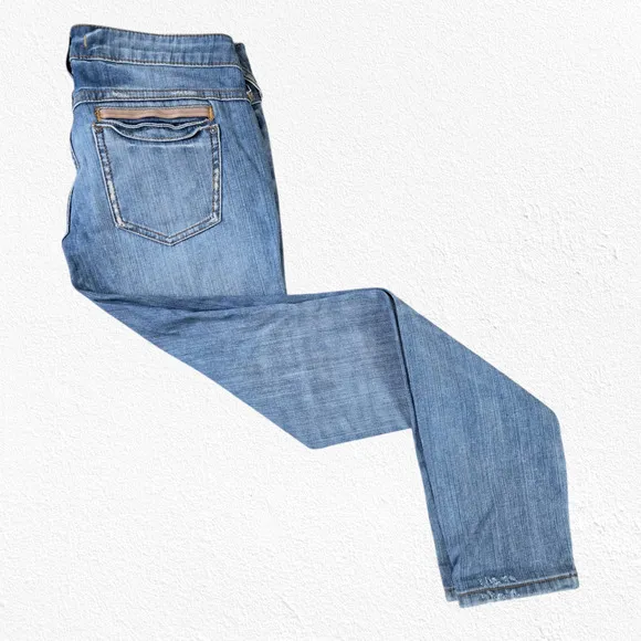 Free People Light Wash Low Rise Distressed Cuffed Contrast Skinny Jeans Size 27