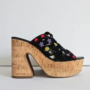 Free People Lisbon Platform floral boho Mules sandals Size 7