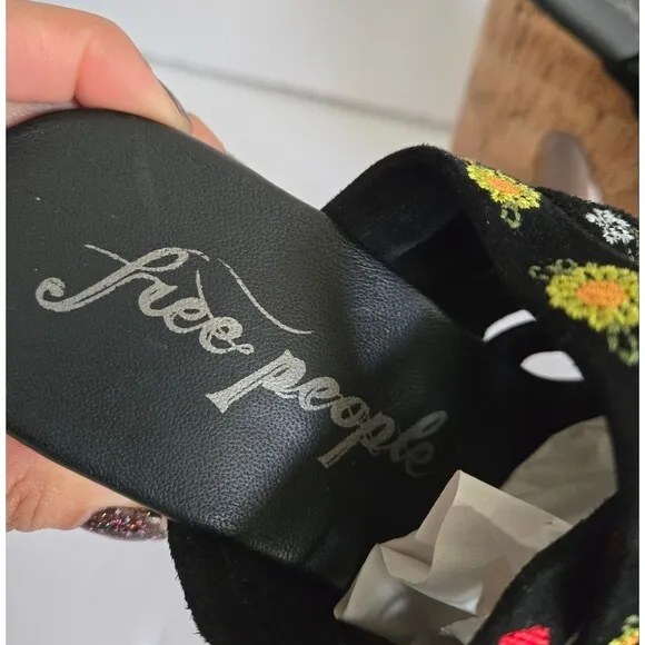 Free People Lisbon Platform floral boho Mules sandals Size 7