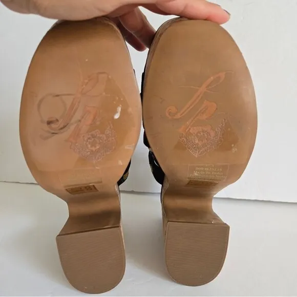 Free People Lisbon Platform floral boho Mules sandals Size 7