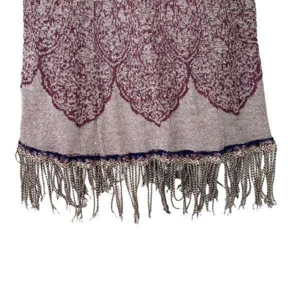 Free People Medallion Fringe Short Sleeve BOHO Sweater XS