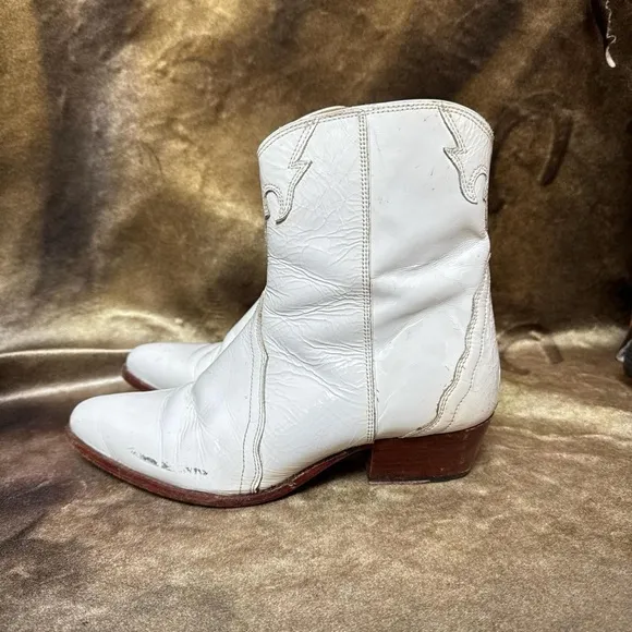 Free people new frontier western boho white patent leather cowboy boots 10