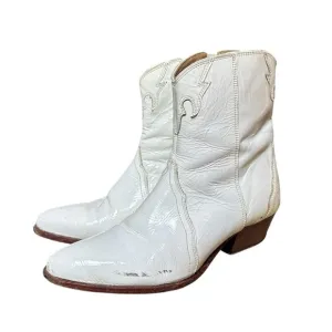 Free people new frontier western boho white patent leather cowboy boots 10