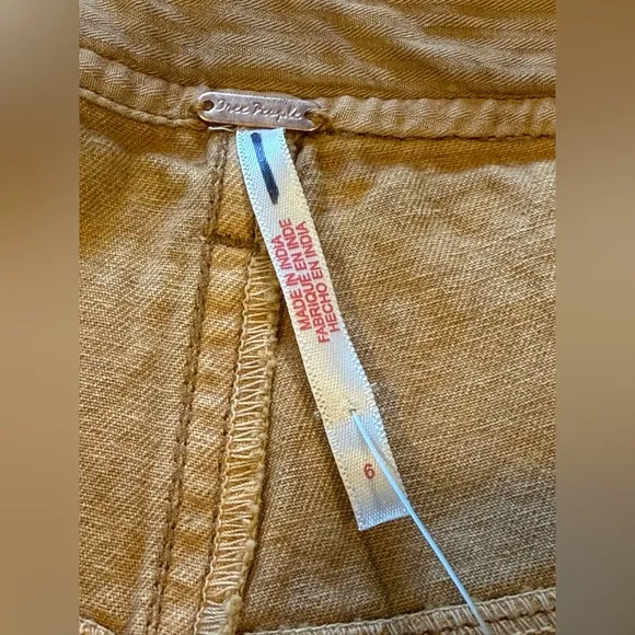 Free People Nora Mini Trouser Pleated Front Khaki Tailored Fit Boho Shorts Sz 6