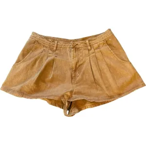 Free People Nora Mini Trouser Pleated Front Khaki Tailored Fit Boho Shorts Sz 6