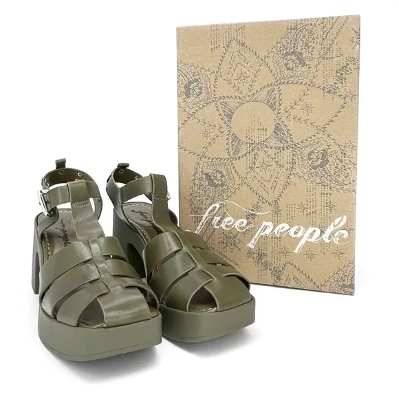 Free People Pacific Platform Fisherman Sandals Size 11 Sea Serpent Green New NWT