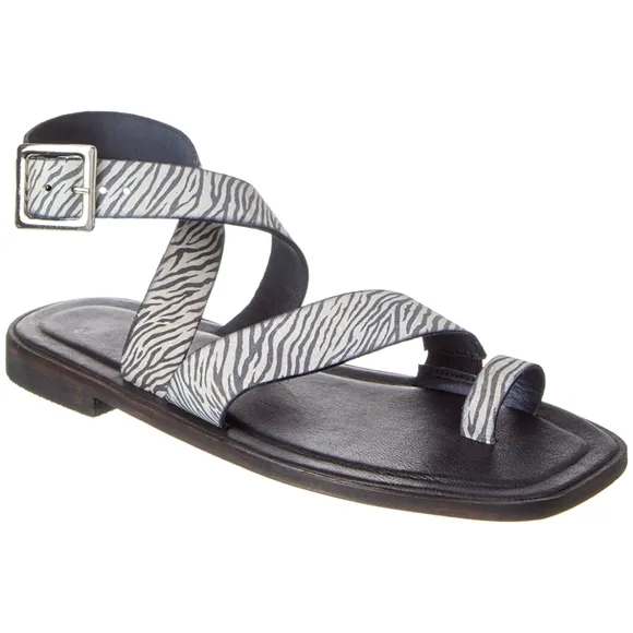 Free People Romeo Wrap Zebra Print Leather Sandal | Size 37.5 US 7.5