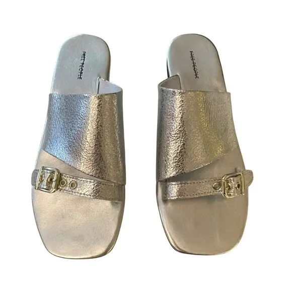 Free People Silver Mila Boho Sandals Size 7.5 New with box