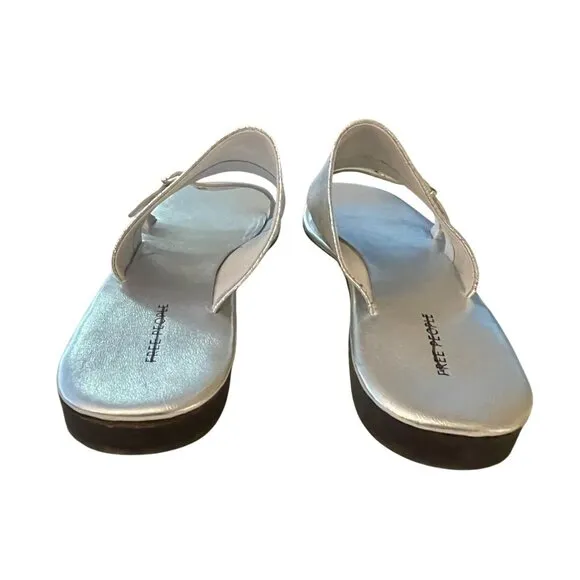 Free People Silver Mila Boho Sandals Size 7.5 New with box