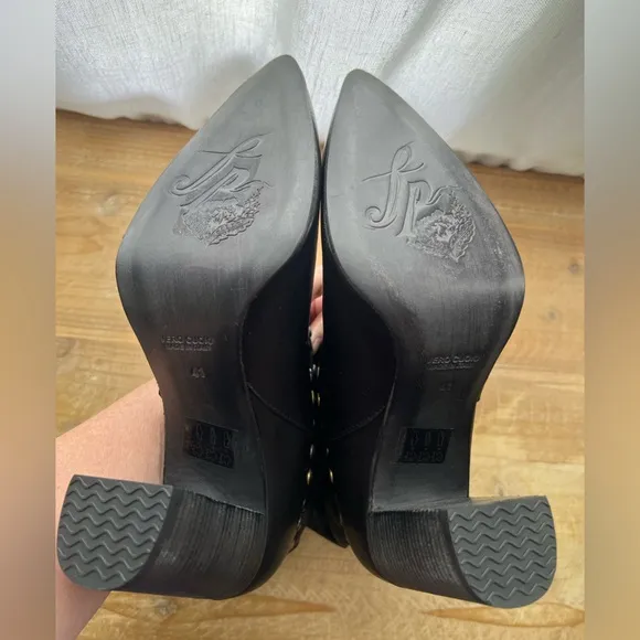 Free People Studded Dakota Heel Leather Boots Black Size 41