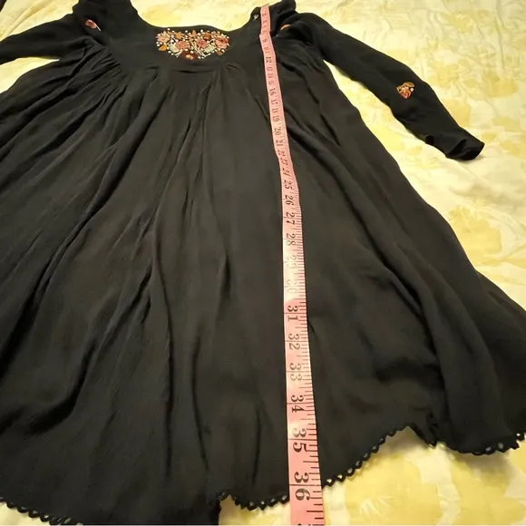 Free People The Mohave Embroidered Mini Dress Embroidered Boho Black Size XS