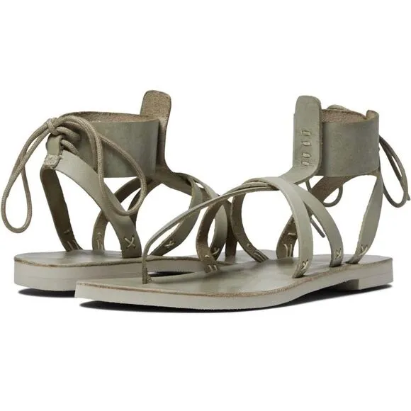 FREE PEOPLE Vacation Day Strap Leather Bohemian Sandal In Sky Size 38 US Size 8