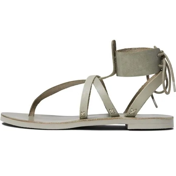 FREE PEOPLE Vacation Day Strap Leather Bohemian Sandal In Sky Size 38 US Size 8