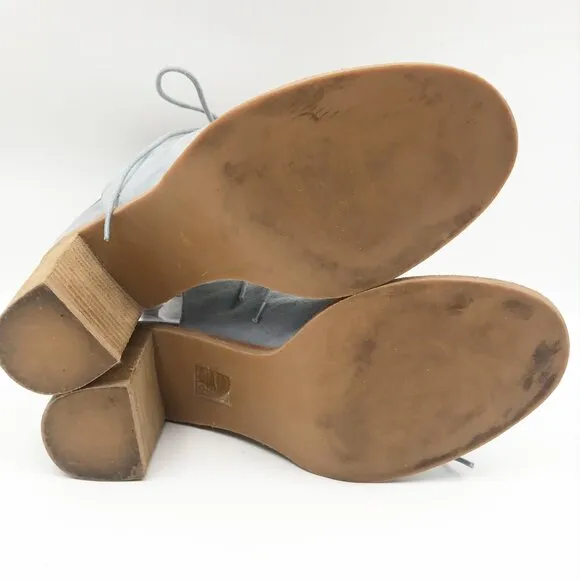 FREE PEOPLE X JEFFREY CAMPBELL Cors Peep Toe Lace Up Suede Blue Heels Womens 10