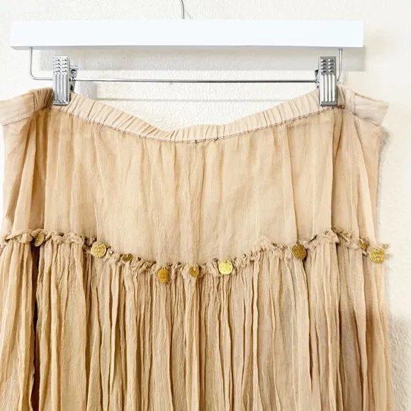Free People x Nigel Preston Party Beaded Embellished Gauzy Boho Skirt Medium