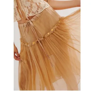 Free People x Nigel Preston Party Beaded Embellished Gauzy Boho Skirt Medium