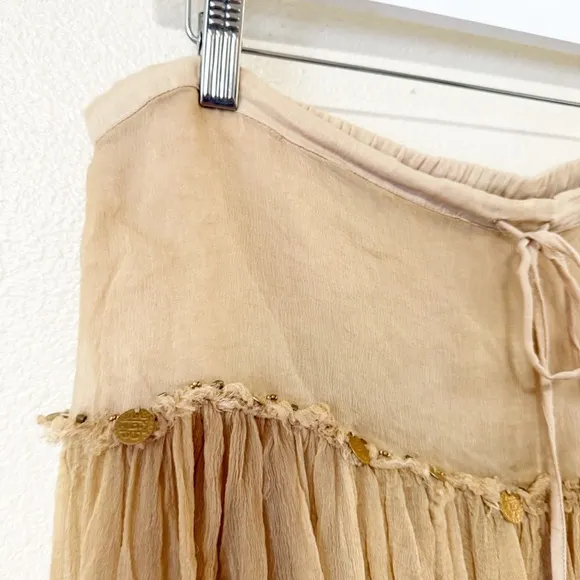 Free People x Nigel Preston Party Beaded Embellished Gauzy Boho Skirt Medium