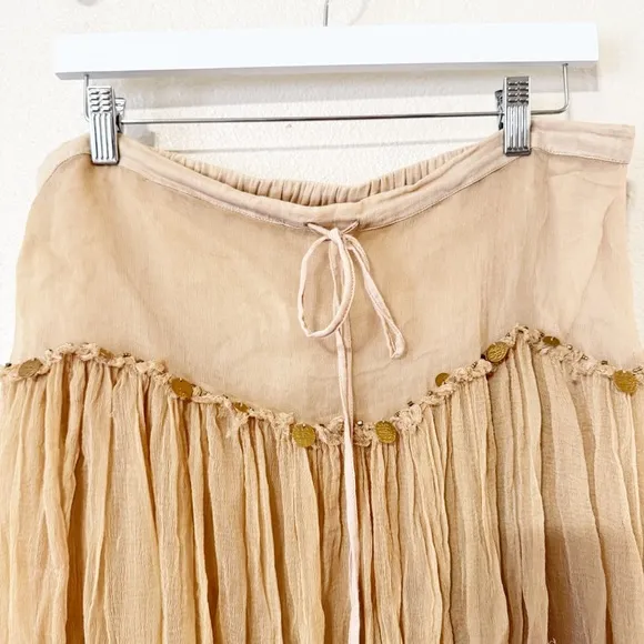 Free People x Nigel Preston Party Beaded Embellished Gauzy Boho Skirt Medium