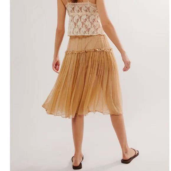 Free People x Nigel Preston Party Beaded Embellished Gauzy Boho Skirt Medium