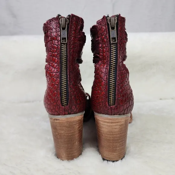 FREEBIRD By STEVEN Bela Leather Heel Sandals in Red 8