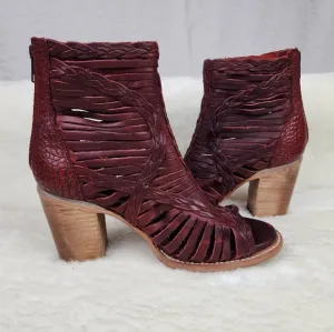 FREEBIRD By STEVEN Bela Leather Heel Sandals in Red 8