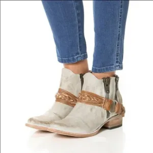 FREEBIRD BY STEVEN Clash Ice Distressed Harness Boots, SIZE 9 Discontinued style