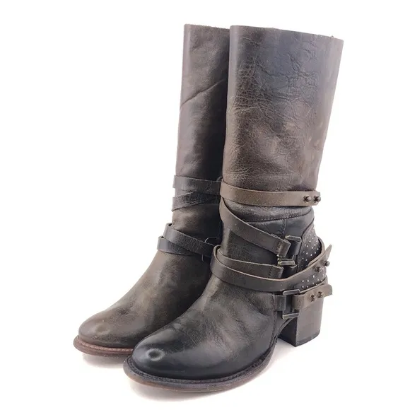 Freebird by Steven Coy Brown Leather Boho Boots 7