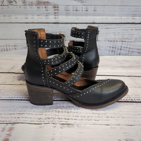 Freebird by Steven Felicity Studded Leather Buckle Boots Women's 8 Biker Boho