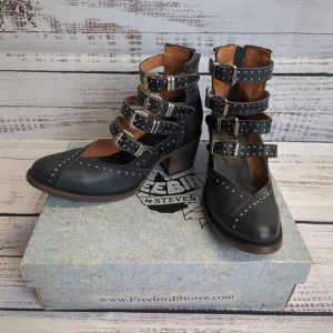 Freebird by Steven Felicity Studded Leather Buckle Boots Women's 8 Biker Boho