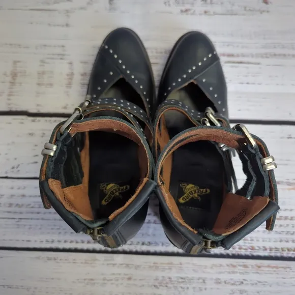 Freebird by Steven Felicity Studded Leather Buckle Boots Women's 8 Biker Boho