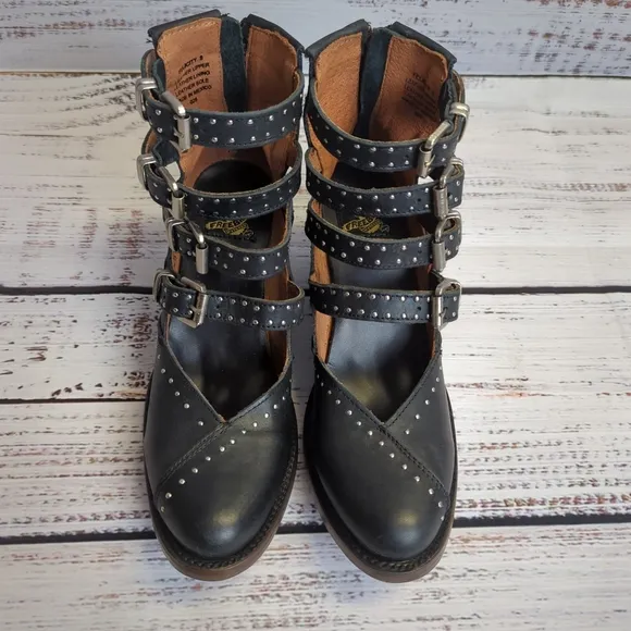 Freebird by Steven Felicity Studded Leather Buckle Boots Women's 8 Biker Boho
