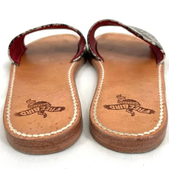 Freebird by Steven Golden Leather Sandals Python Snakeskin Reptile Slides Size 6