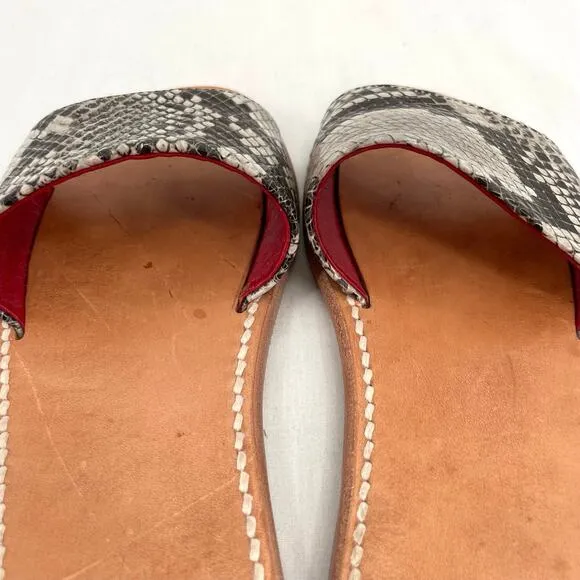 Freebird by Steven Golden Leather Sandals Python Snakeskin Reptile Slides Size 6