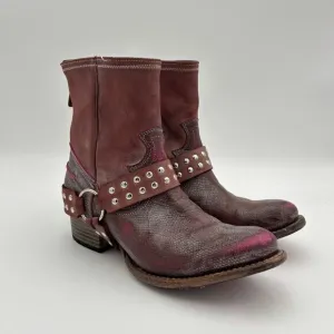 Freebird by Steven Ramone Burgundy Harness Boots Women's 9 Boho Biker