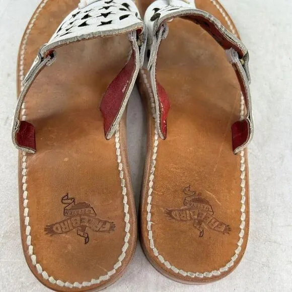 Freebird By Steven Vallarta Women's US 8 White Moon Stars Leather Sandals Boho