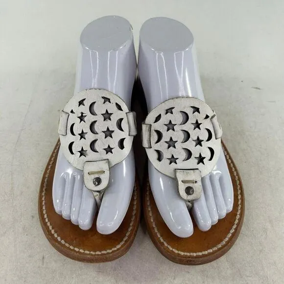 Freebird By Steven Vallarta Women's US 8 White Moon Stars Leather Sandals Boho