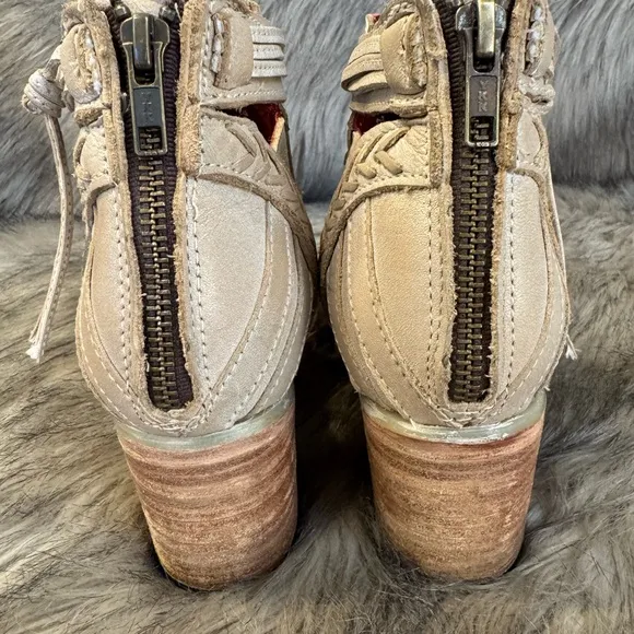 Freebird by Steven Wazee Heeled Boots with Woven Straps and Open-Toe Design