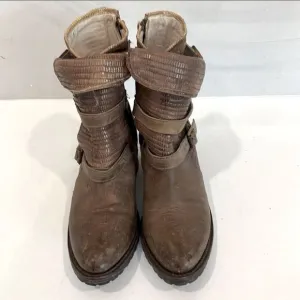 Freebird By Steven Apex Moto Brown Leather Ankle Boots Size 8 Boho Western VGUC