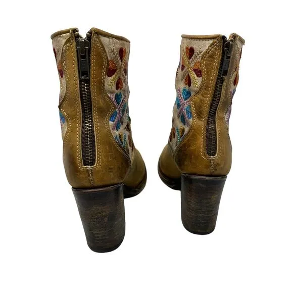 Freebird Disco Leather Embroidery Booties Size 7