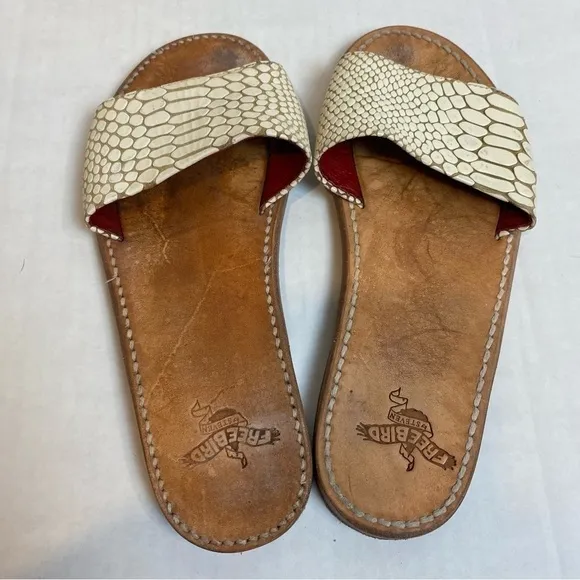 Freebird Leather Snakeskin Golden Sandals