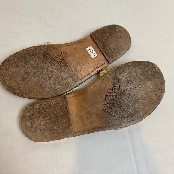 Freebird Leather Snakeskin Golden Sandals