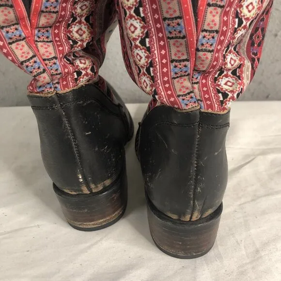 Freebird Steven Sullivan Boots Womens 7 Fabric Leather Wallpaper Boho Western