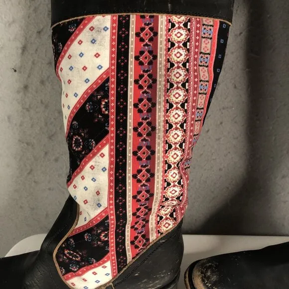 Freebird Steven Sullivan Boots Womens 7 Fabric Leather Wallpaper Boho Western