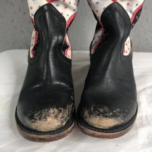 Freebird Steven Sullivan Boots Womens 7 Fabric Leather Wallpaper Boho Western