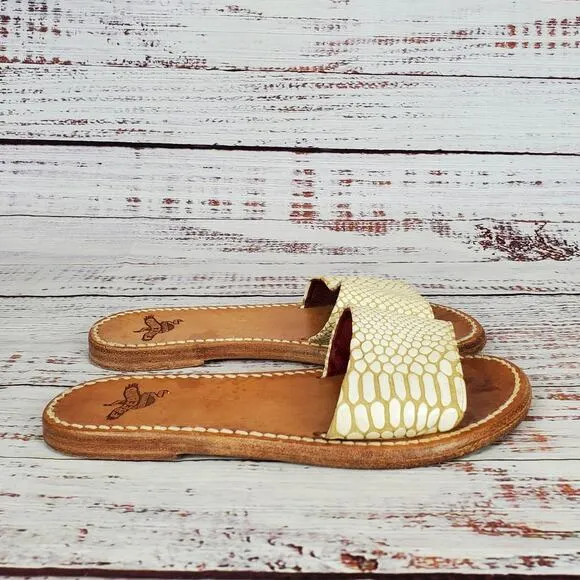 Freebirds by Stephen Earthy Leather Sandals Size 6 Snake Slides Festival Neutral