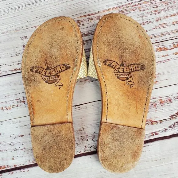 Freebirds by Stephen Earthy Leather Sandals Size 6 Snake Slides Festival Neutral